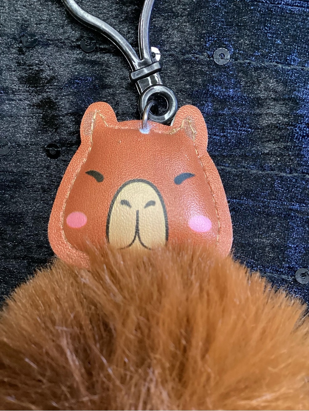 Brown Alpaca Pom Pom Keychain with Clip - Picture 4 of 11